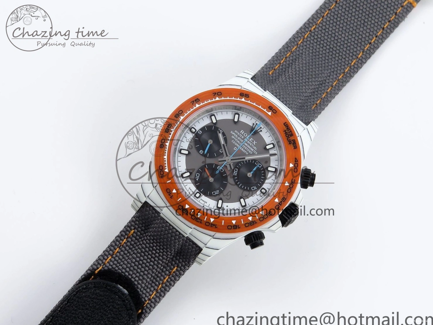 0516 Daytona DIW White Carbon Case DIWF Edition Gray White Dial Orange Bezel on Gray Nylon Strap A HighQuality 1844